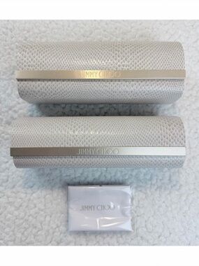 JIMMY CHOO • (Set of 2) Snakeskin Embossed Sunglass Cases with Metal Trim